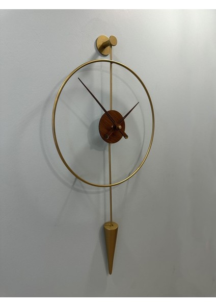 Gold -Ceviz Masippi 40X80 cm Modern Dekoratif Metal Duvar Saati