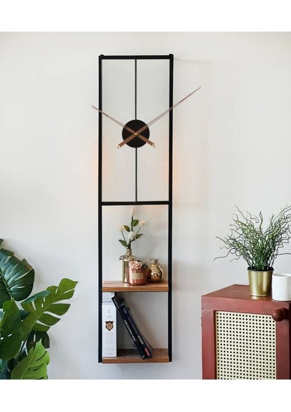 Duvar Saati Kitaplık , Modern Dekoratif Raf Kitaplık Metal Demir Duvar Saati