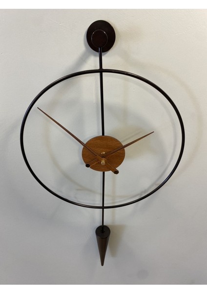 Siyah-Ceviz Masippi 40 x 80 cm Modern Dekoratif Metal Duvar Saati