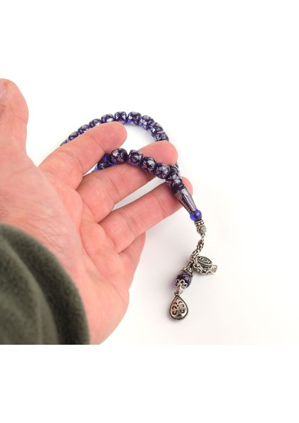 Ateş Kehribar 925 Ayar Gümüş Çakım ve Püskül Fıçı Kesim Bilek Boy 7.5X8 mm Tesbih -Kamil Ünlüel Usta Işi fiyatları