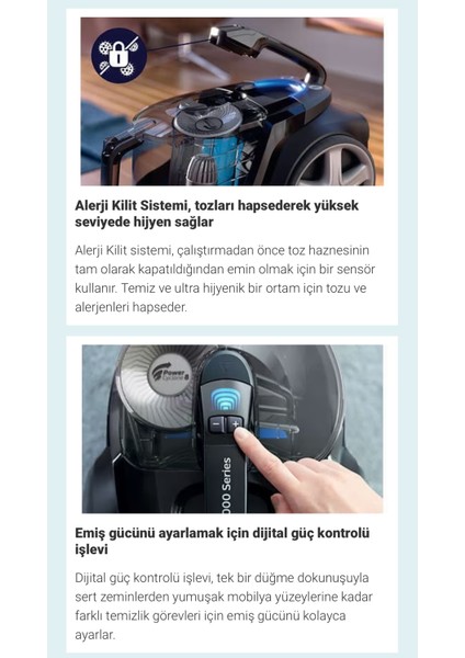 Premium Torbasız Elektrikli Süpürge - 750W - Hepa Filtre, Üstün Çekim Gücü Performansı, Onerous Lambader Hediye fırsatları
