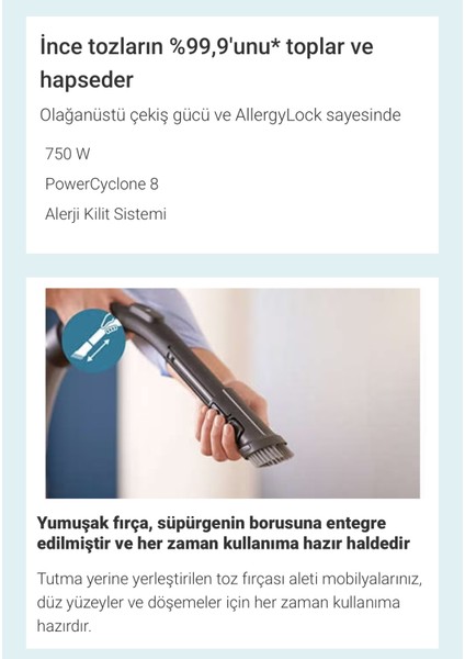 Premium Torbasız Elektrikli Süpürge - 750W - Hepa Filtre, Üstün Çekim Gücü Performansı, Onerous Lambader Hediye indirimleri