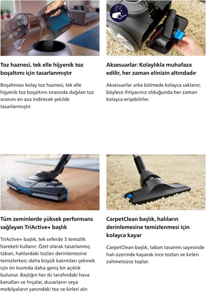 Premium Torbasız Elektrikli Süpürge - 750W - Hepa Filtre, Üstün Çekim Gücü Performansı, Onerous Lambader Hediye