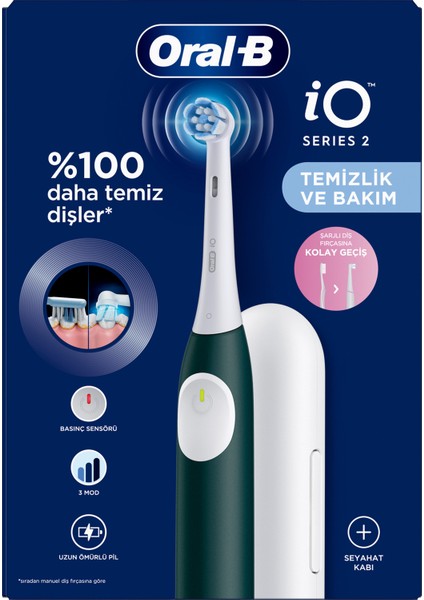 iO 2 Şarjlı Diş Fırçası - Yeşil, Seyahat Kabı ile