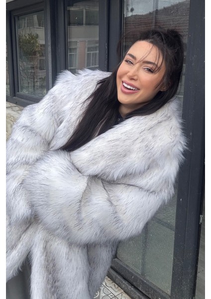 Premium Ingiliz Yaka Mob Wife Suni Kürk Maxi Kadın Kaban indirimleri