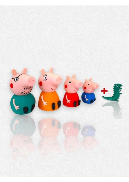 Peppa Pig Action Figure Domuz Peppa Ailesi Oyuncak Set + Dinozor