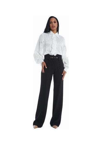 Kadın Yüksek Bel Pantolon - Kemer Detaylı - Modern ve Şık - Ofis ve Davetler Için Pantolon fırsatları