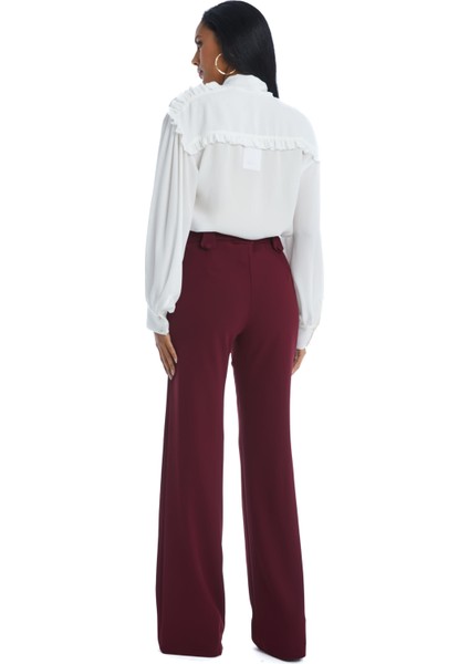 Kadın Yüksek Bel Pantolon - Kemer Detaylı - Modern ve Şık - Ofis ve Davetler Için Pantolon fiyatları