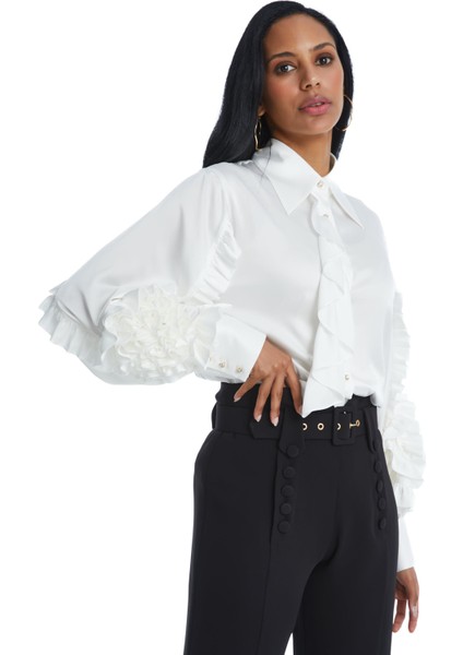 Kadın Yüksek Bel Pantolon - Kemer Detaylı - Modern ve Şık - Ofis ve Davetler Için Pantolon