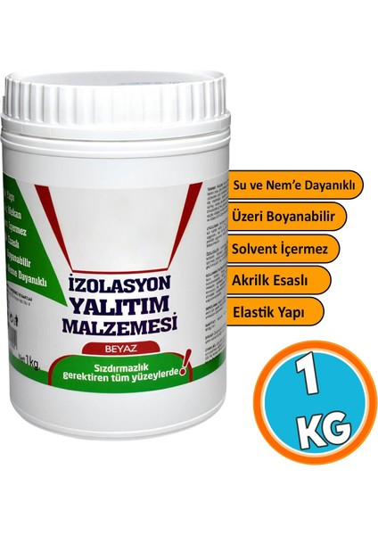 Yalıtım Malzemesi 1 kg Beyaz Renk Su Sızdırmaz Elastik Boyanabilir Rutubet Nem İzolasyon Yalıtımı