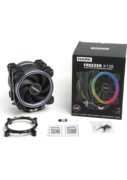 Freezer X128 2x12cm FRGB LED Intel & AMD Uyumlu PWM Fanlı 4x Isı Borusu İşlemci Soğutucu (DKCCX128)