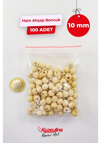 10 mm Ahşap Ham Boncuk - 100 Adet