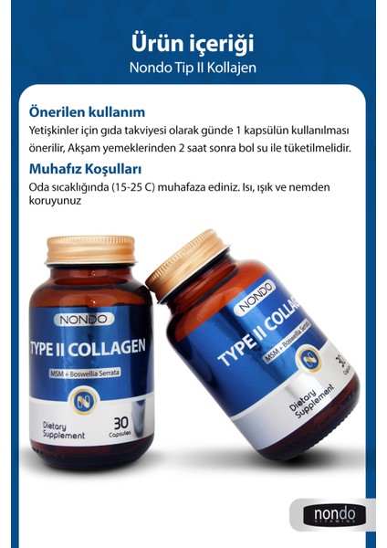Tip 2 Kolajen 30 Kapsül ( Msm Akgünlük Ekstresi Type 2 Collagen )