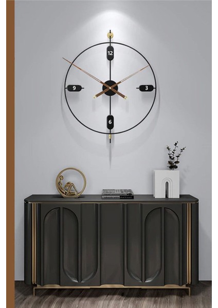 Büyük Boy- Siyah - Elegant Time Siyah Modern Dekoratif Duvar Saati