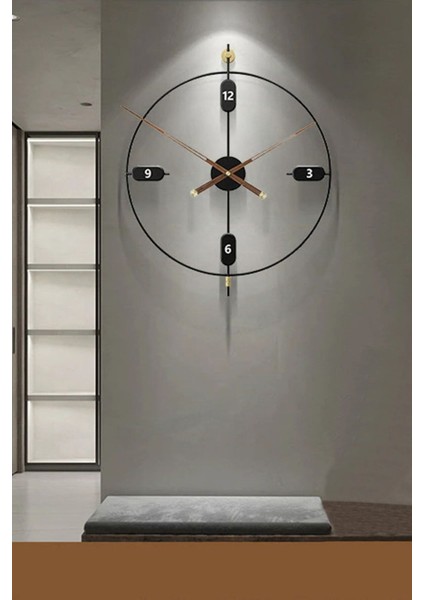 Büyük Boy- Siyah - Elegant Time Siyah Modern Dekoratif Duvar Saati