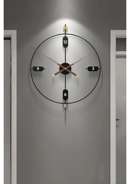 Büyük Boy- Siyah - Elegant Time Siyah Modern Dekoratif Duvar Saati