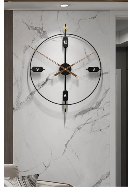 Büyük Boy- Siyah - Elegant Time Siyah Modern Dekoratif Duvar Saati
