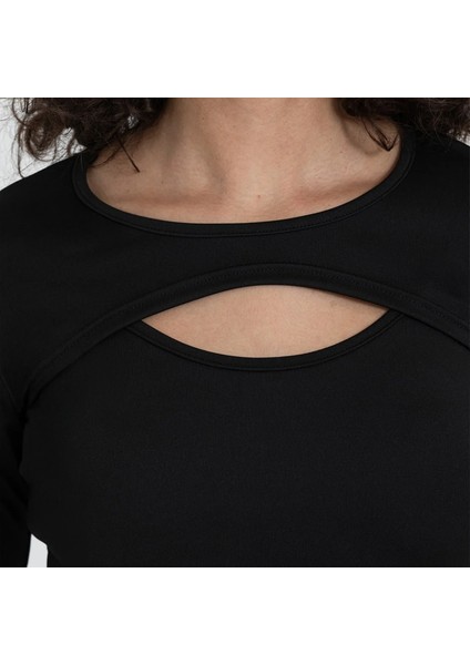 Kadın Siyah Uzun Kollu Spor Büstiyer - Yüksek Esnekli Kumaş, Nefes Alabilir Tasarım indirimleri