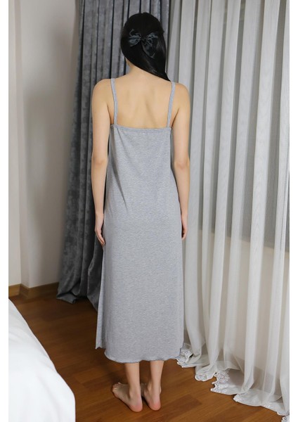 Akbeniz Kadın Ip Askılı Uzun Yırtmaçlı Pamuk Penye Gecelik Gri 90125HBCV000081G4EN fiyatları