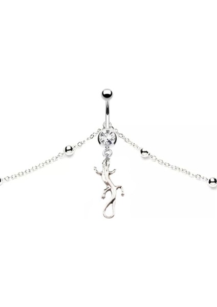 Vücut Zincirli Kertenkele Sallantılı Çelik Göbek Piercing