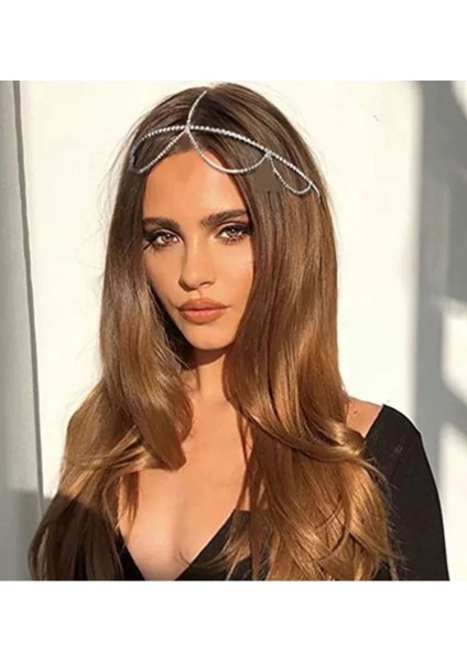 Taşlı Salkım Su Yolu Saç Aksesuarı Gelin Tacı Nişan Nikâh Kına Saç Zinciri fiyatları