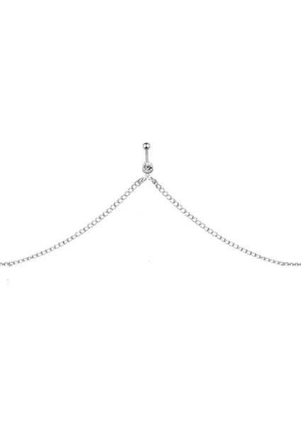 Bel Zincirli Taşlı Çelik Göbek Piercing modelleri