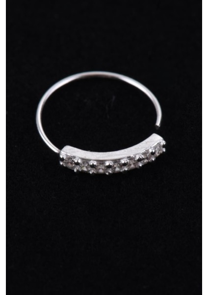 925 Ayar Gümüş Zirkon Taşlı Halka Burun Hızması