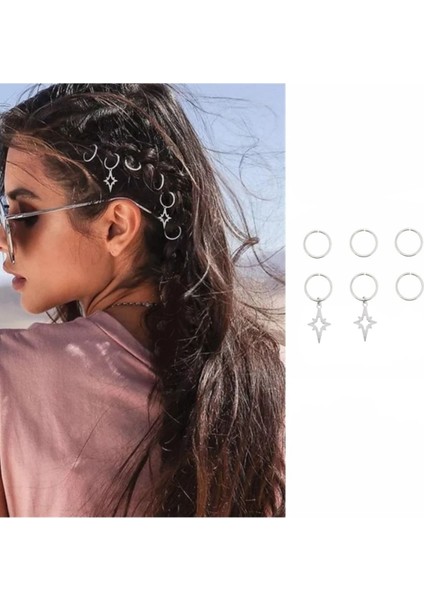 Kuzey Yıldızı Figürlü Saç Küpesi Seti Örgü Saç Aksesuarı