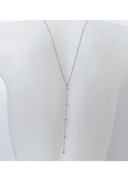 Gümüş Renk Top Zincirli Sırt Kolyesi fırsatları