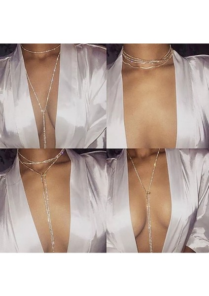 Uzun, Kısa Kolye, Choker, Vücut Aksesuarı Olabilen Uzun Şerit Zincir