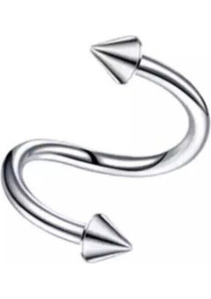 Unisex Gümüş Cerrahi Çelik Spiral Model Sivri Uçlu Helix Kıkırdak Piercing