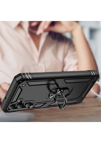 Samsung Galaxy A05S Kılıf Magnetik Stand Olabilen Kamera Korumalı Kapak - Kırmızı + Nano Ekran Koruyucu modelleri