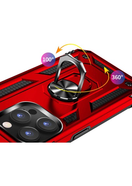 Apple iPhone 15 Pro Max Kılıf Magnetik Stand Olabilen Kamera Korumalı Kapak - Siyah + Nano Ekran Koruyucu