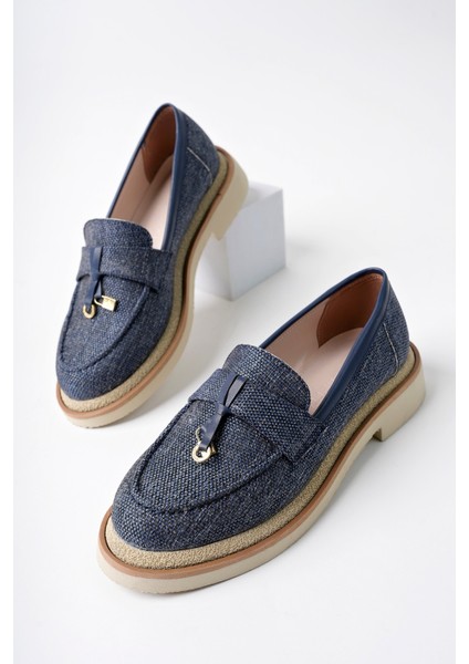 Loressa Model Lacivert Keten Kadın Loafer Günlük Ayakkabı