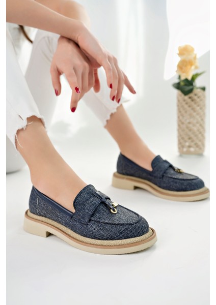 Loressa Model Lacivert Keten Kadın Loafer Günlük Ayakkabı