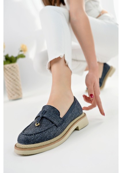 Loressa Model Lacivert Keten Kadın Loafer Günlük Ayakkabı