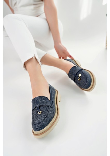 Loressa Model Lacivert Keten Kadın Loafer Günlük Ayakkabı