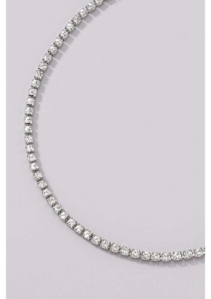 Kadın Gümüş Renk Taşlı Choker Su Yolu Kolye fırsatları