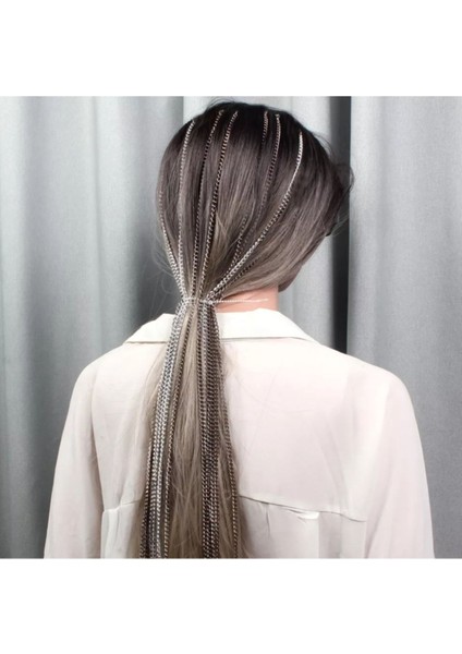 2 Adet 2'li Saç Örgü Zinciri Saç Aksesuarı Gümüş Renk fırsatları