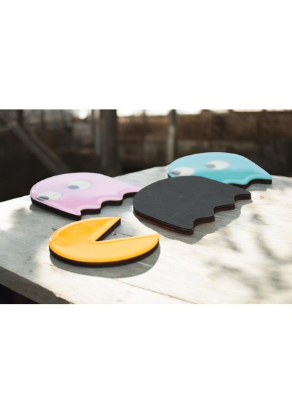 Ylndesign Wood&Craft Pac-Man Temalı El Boyaması ve Epoksi Kaplamalı Bardak Altlığı
