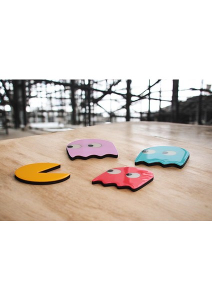 Ylndesign Wood&Craft Pac-Man Temalı El Boyaması ve Epoksi Kaplamalı Bardak Altlığı