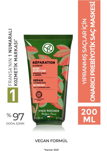 Yıpranmış Saçlar Için (reparation) Onarıcı Prebiyotik Saç Maskesi - Vegan-200 Ml