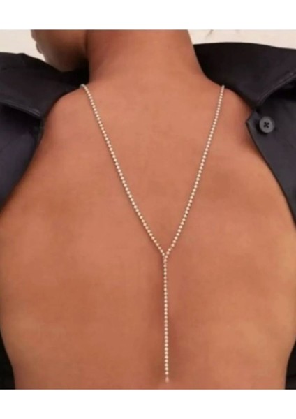 Su Yolu Taşlı Sırt Kolyesi Vücut Aksesuarı