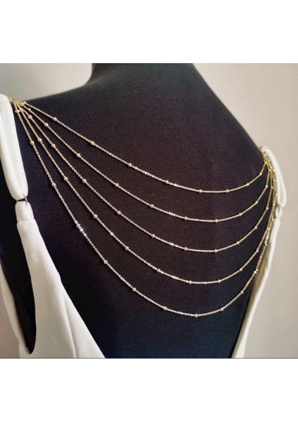 Altın Renk Kolye, Vücut Aksesuarı ve Sırt Kolyesi Kullanılabilen Elbise Aksesuarı