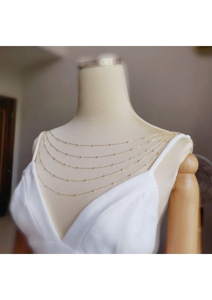 Altın Renk Kolye, Vücut Aksesuarı ve Sırt Kolyesi Kullanılabilen Elbise Aksesuarı fiyatları