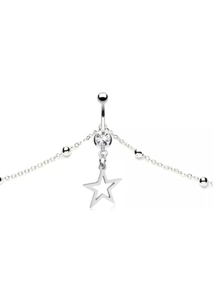 Vücut Zincirli Yıldız Sallantılı Çelik Göbek Piercing