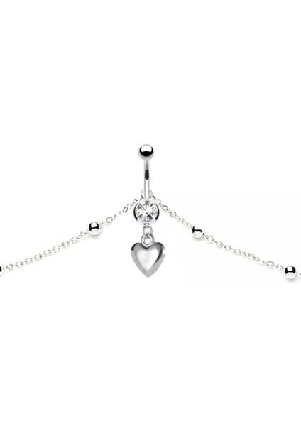 Vücut Zincirli Kalp Sallantılı Çelik Göbek Piercing