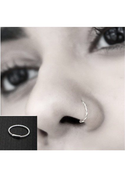 925 Ayar Saf Gümüş Kilitli Burgu Halka Hızma