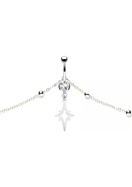 Vücut Zincirli Kuzey Yıldızı Sallantılı Çelik Göbek Piercing