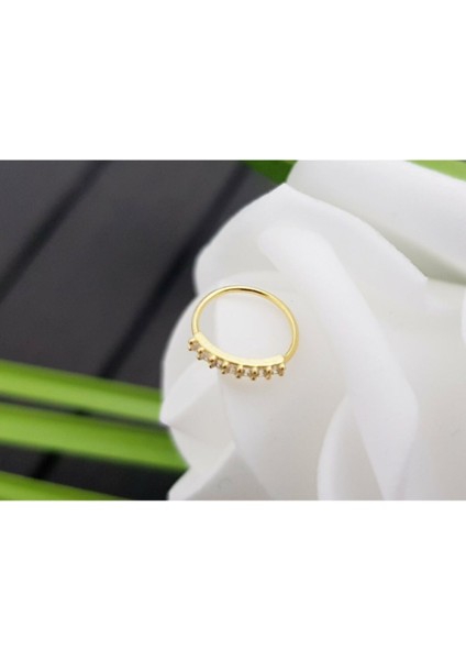 Kadın Altın Kaplama 925 Ayar Gümüş Taşlı Halka Hızma